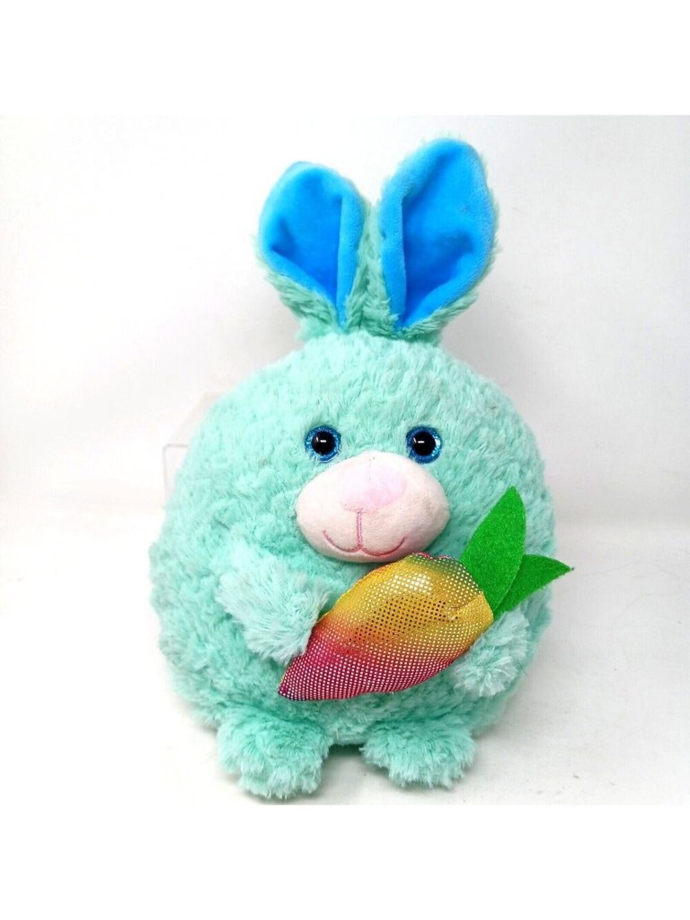 Homerbest Bunny Green Blue Rabbit Plush w/Carrot Stuffed Animal 13" #S1